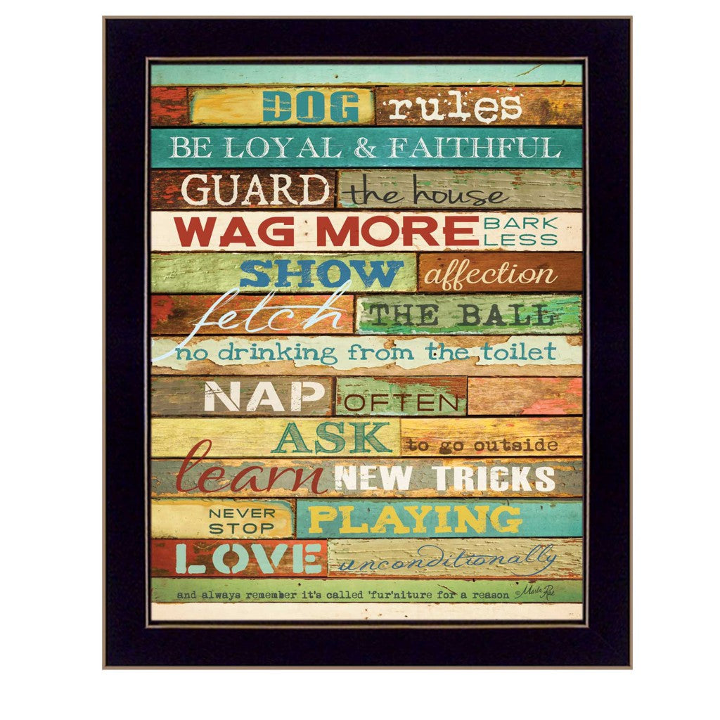 Dog Rules 8 Black Framed Print Wall Art