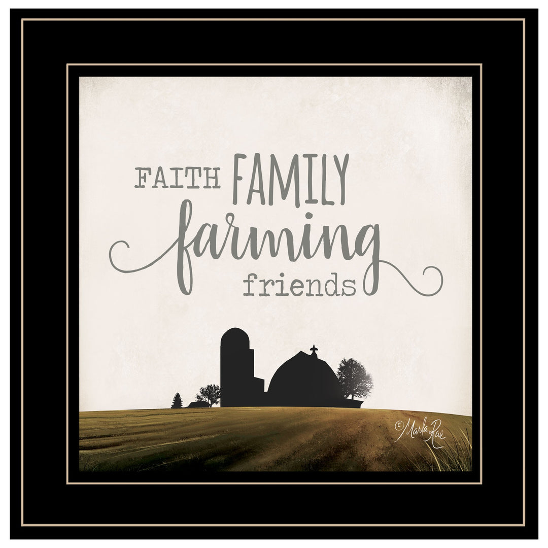 Faith Family Farming Friends 2 Black Framed Print Wall Art