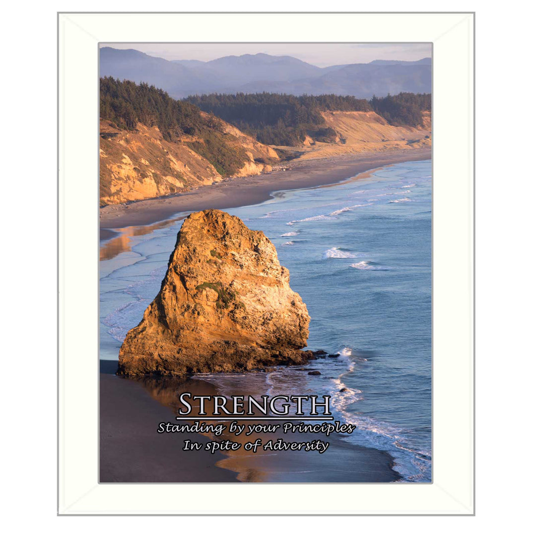 Strength 5 White Framed Print Wall Art