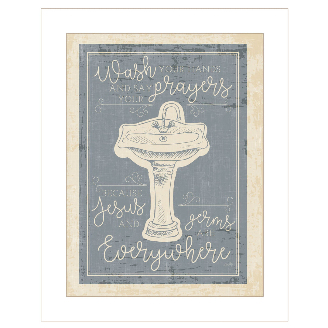 Wash Your Hands 5 White Framed Print Wall Art