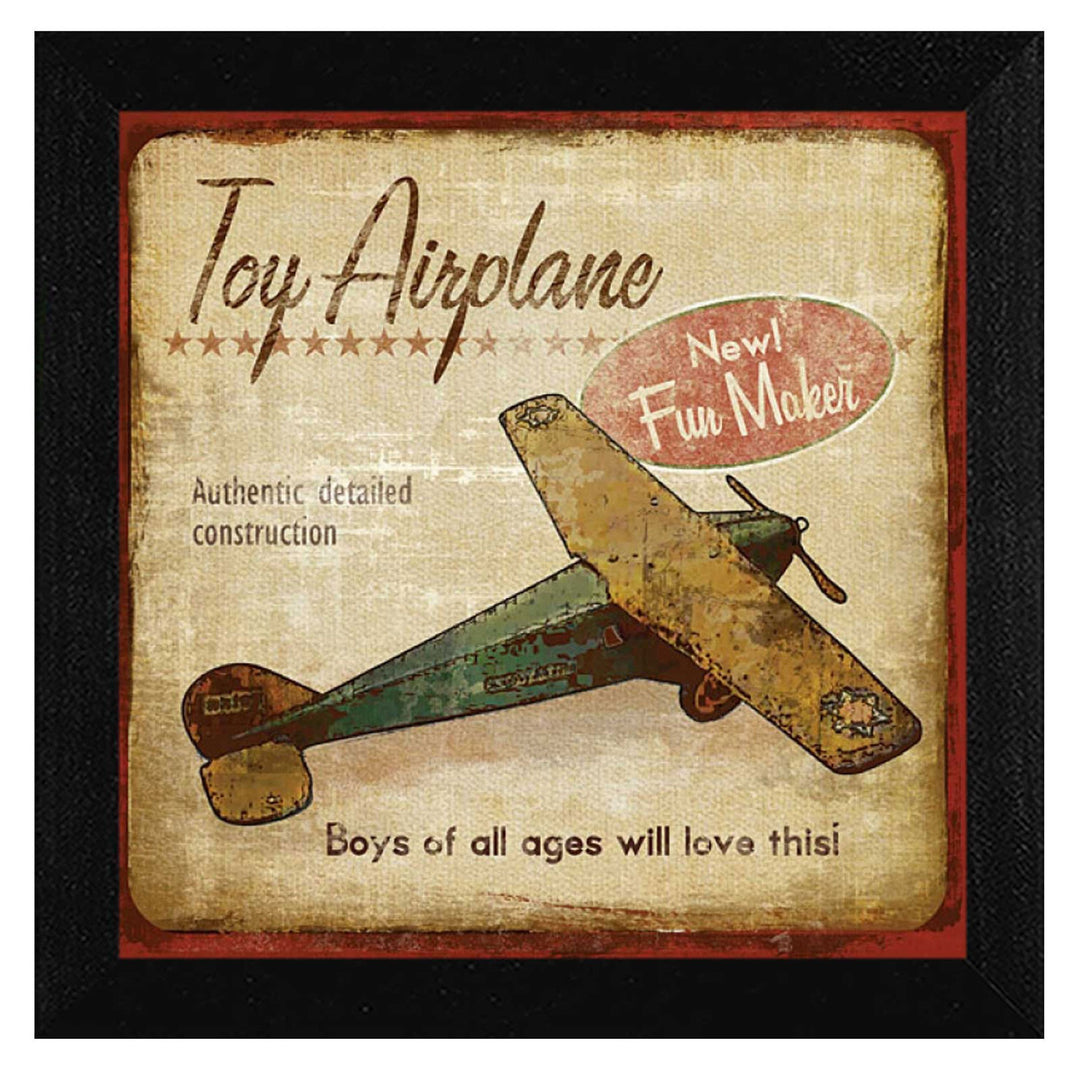 Toy Airplane Black Framed Print Wall Art