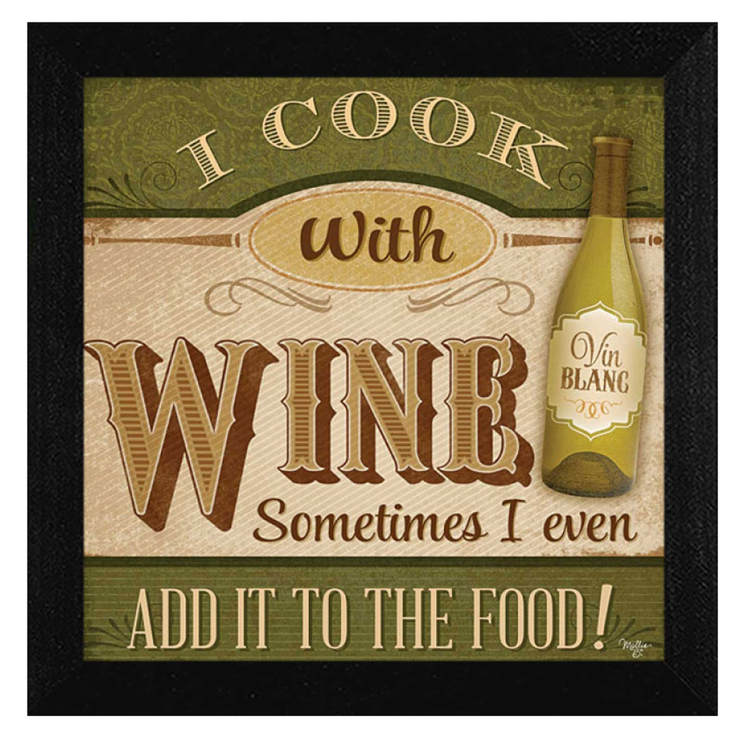 I Cook With Wine Black Framed Print Kitchen Wall Art