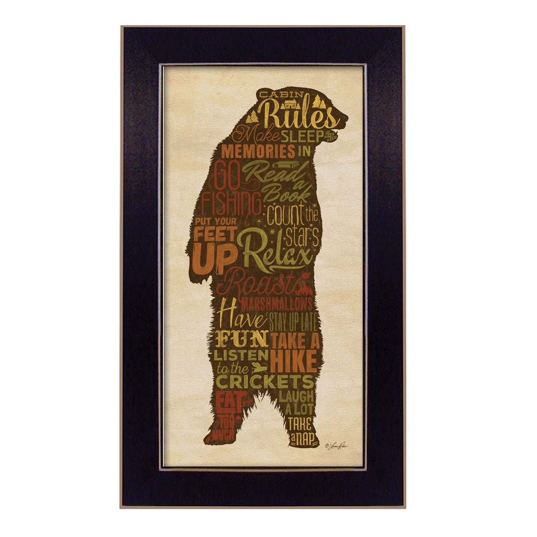 Cabin Rules 2 Black Framed Print Wall Art