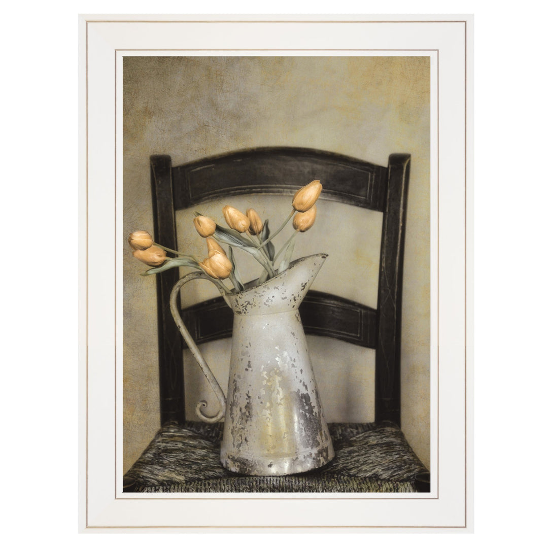 Golden Tulips 1 White Framed Print Wall Art