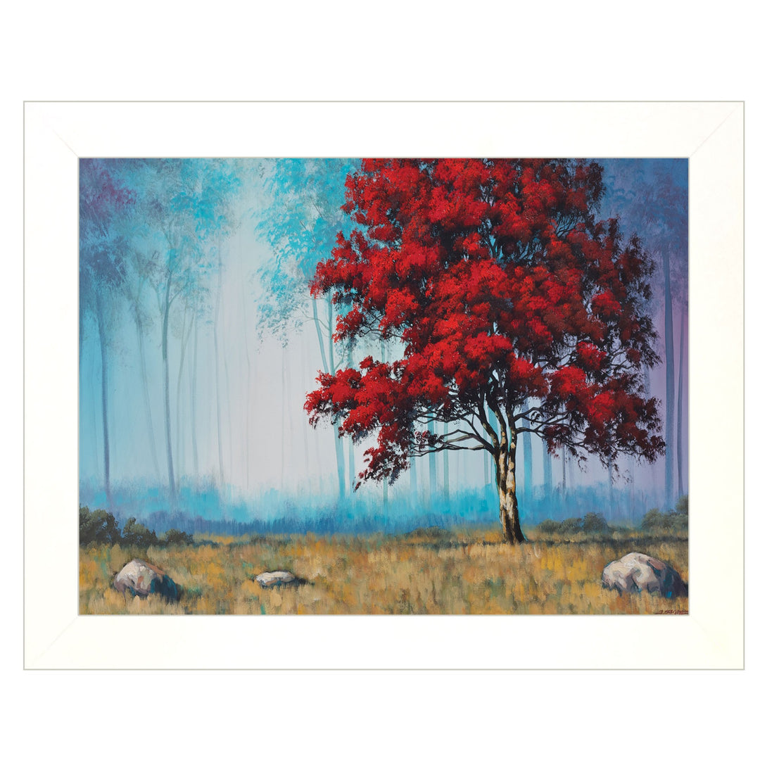 Red Tree 3 White Framed Print Wall Art