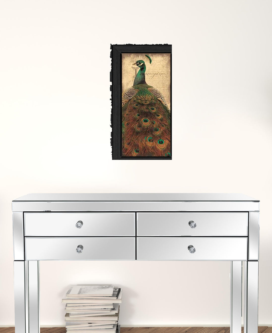 Set Of Two Peacock 2 Black Framed Print Wall Art