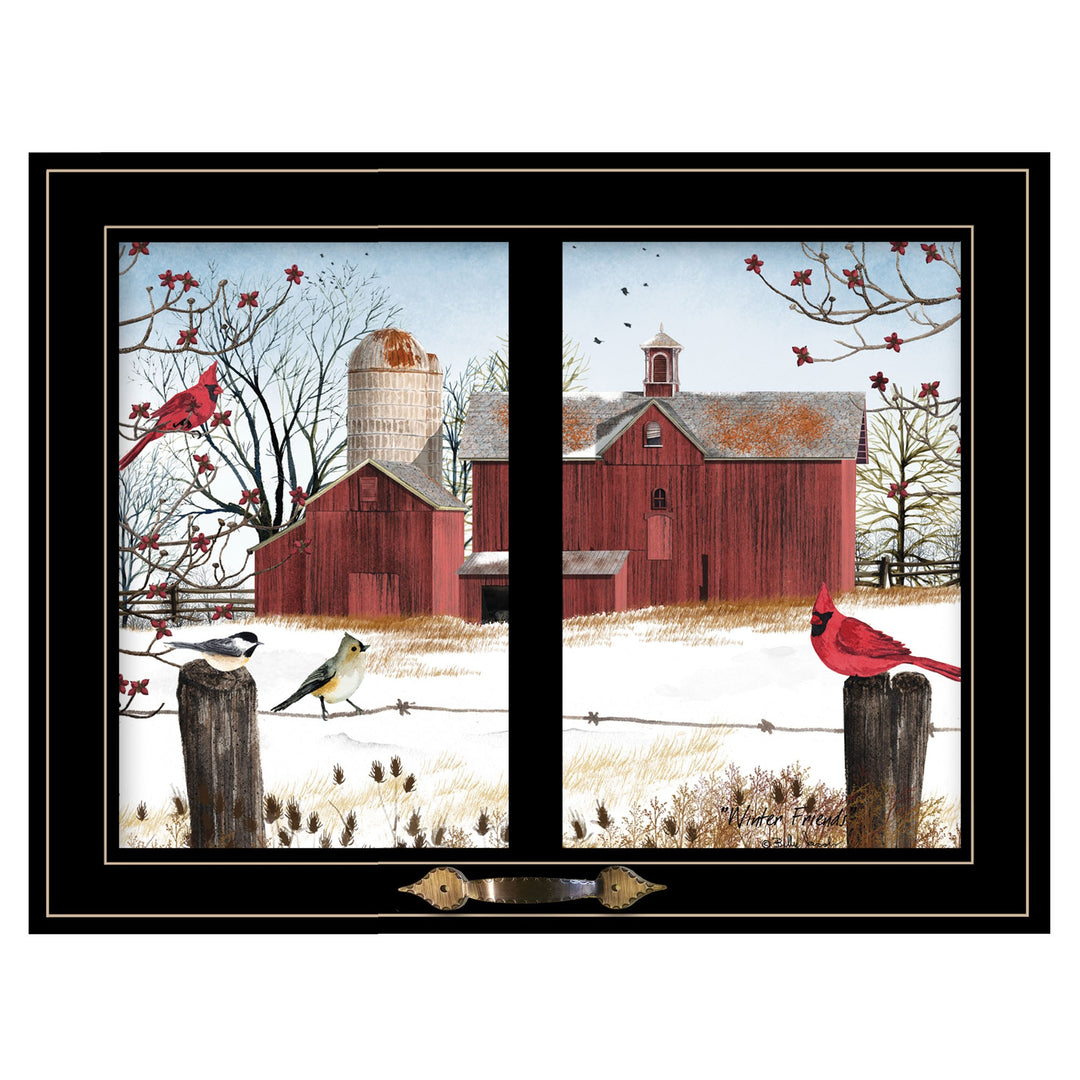 Winter Friends 6 Black Framed Print Wall Art