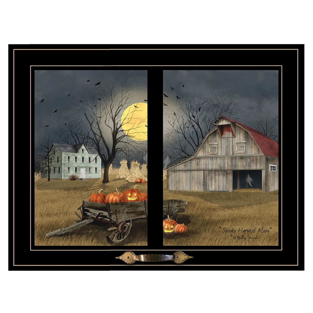 Spooky Harvest Moon 7 Black Framed Print Wall Art