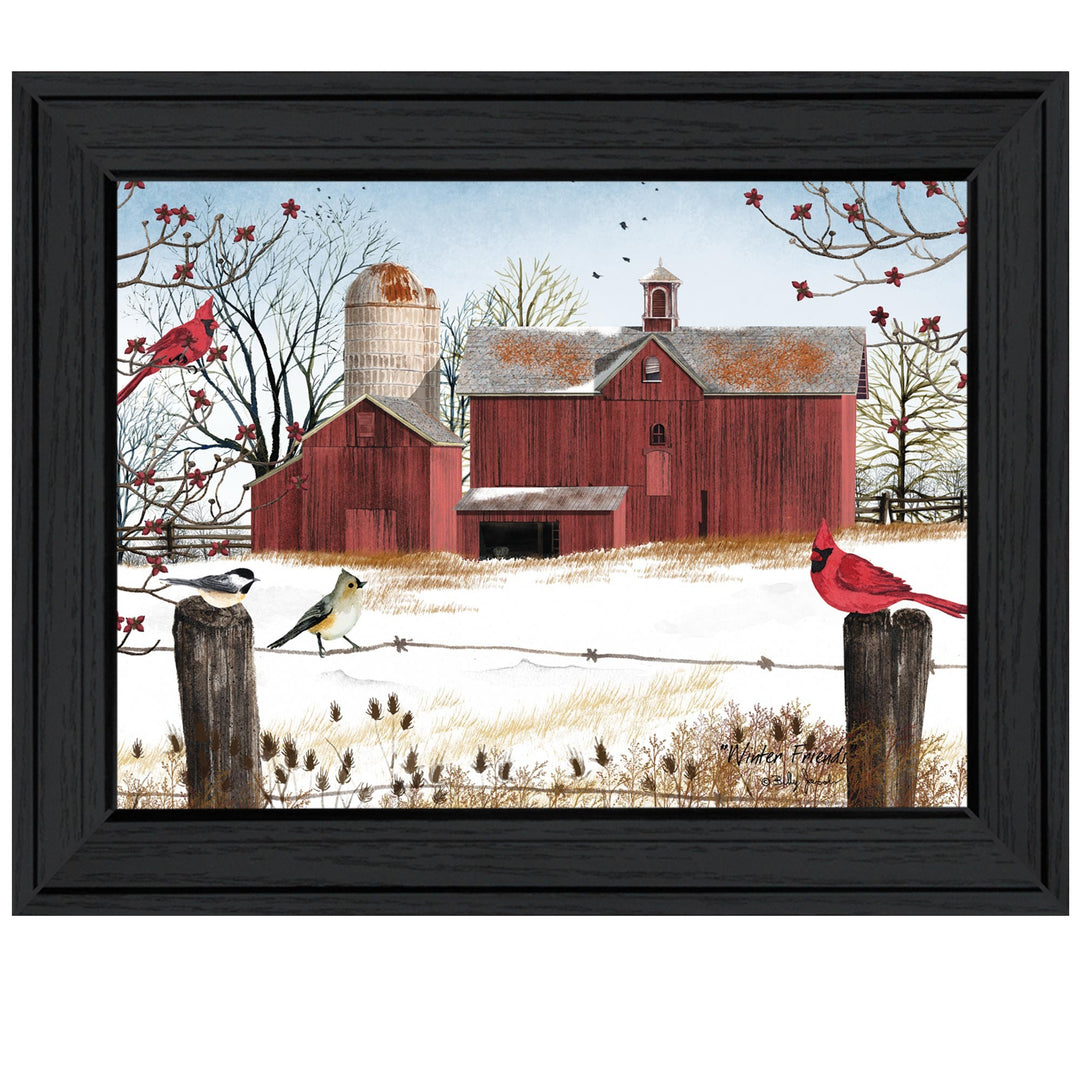 Winter Friends 4 Black Framed Print Wall Art