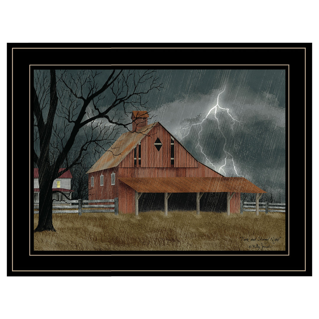 Dark And Stormy Night 4 Black Framed Print Wall Art