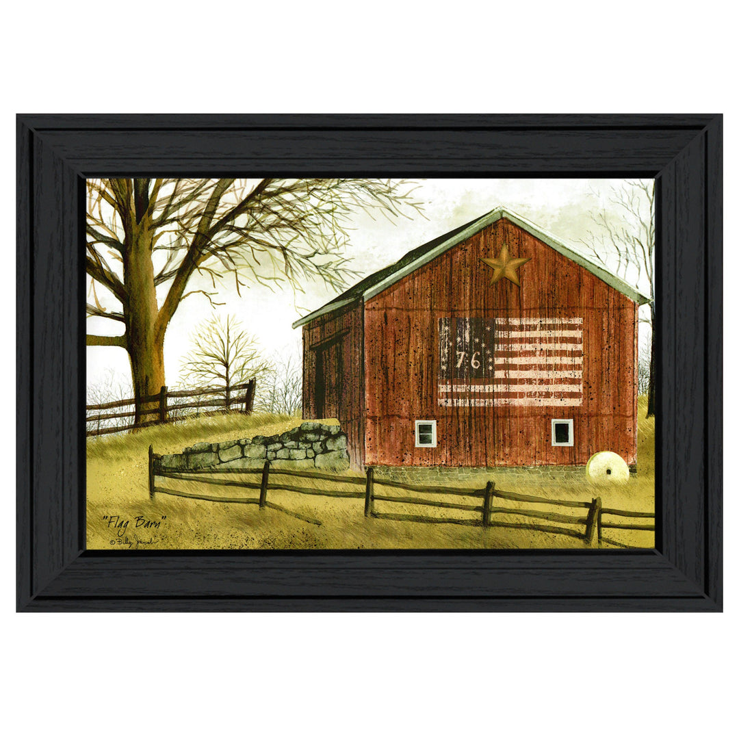 Flag Barn 2 Black Framed Print Wall Art