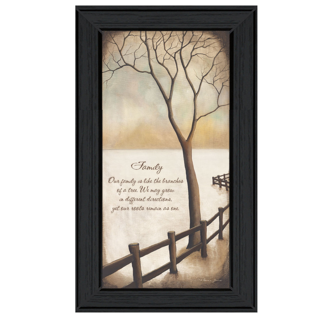 Winter Tree Family Inspirational Black Framed Print Wall Art