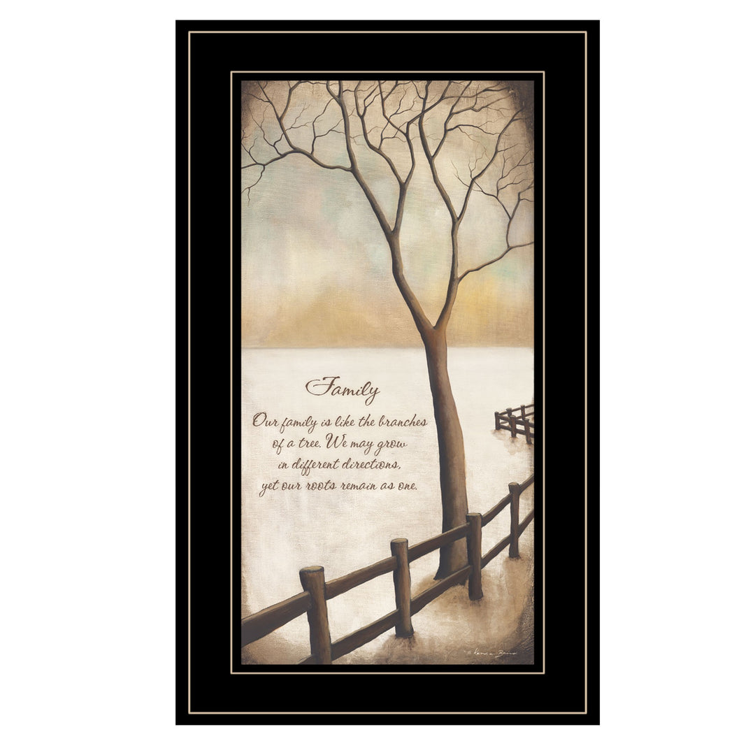 Winter Tree Family Inspirational Black Framed Print Wall Art