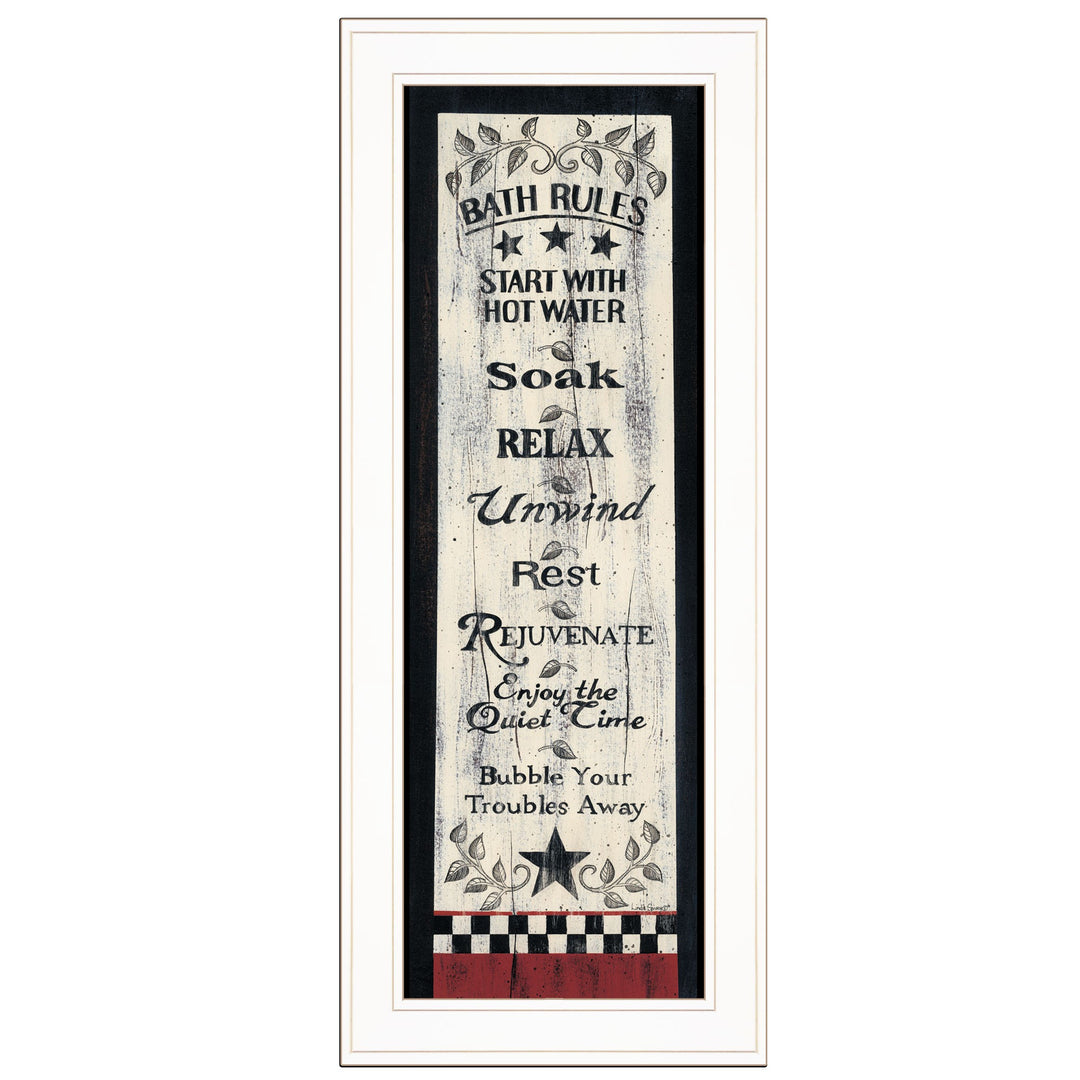 Bath Rules 4 White Framed Print Wall Art