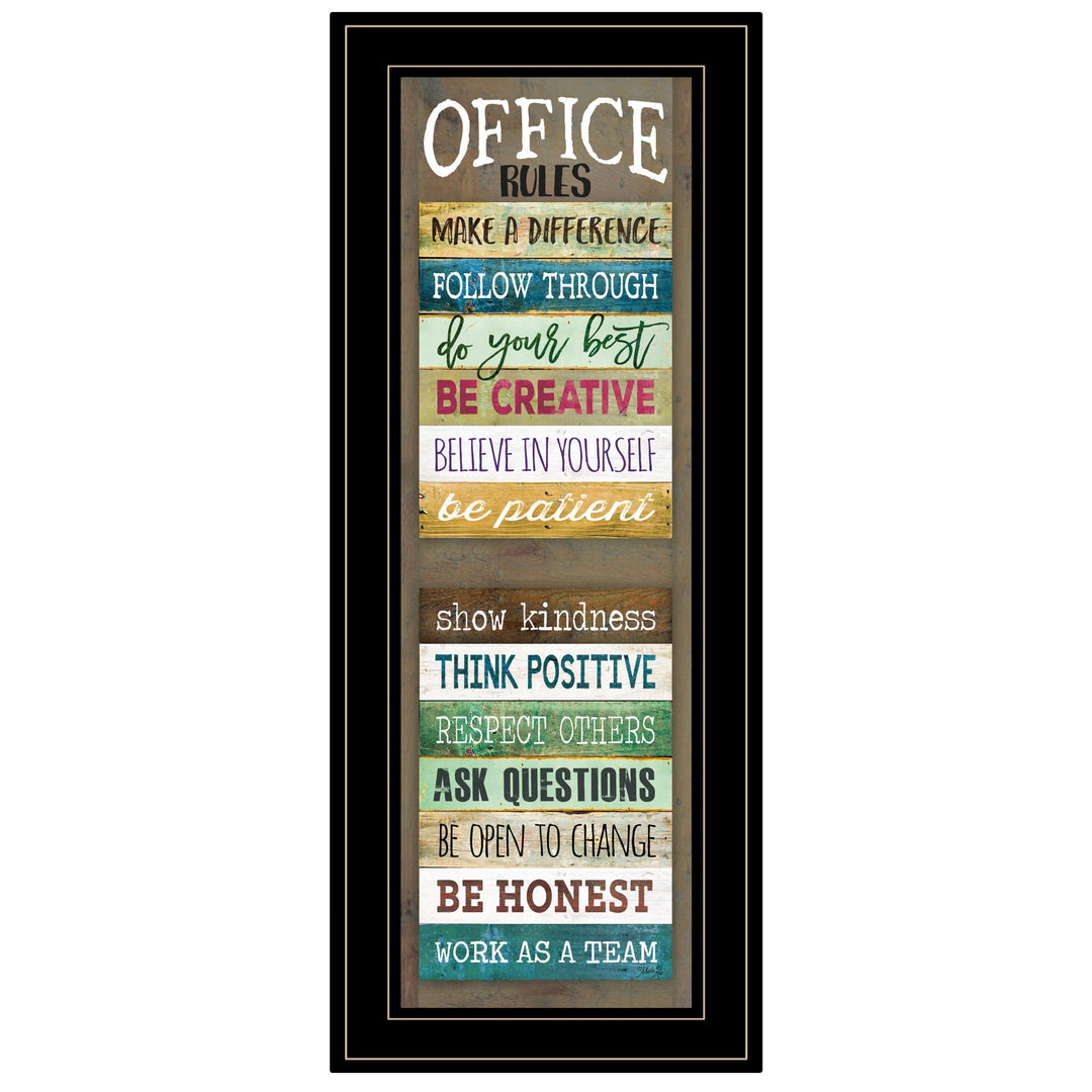 Office Rules 8 Black Framed Print Wall Art