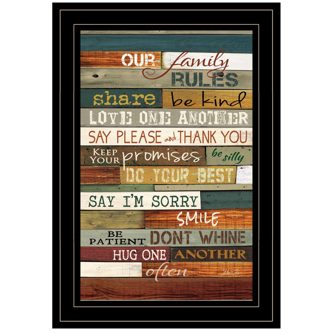 Our Family Rules 4 Black Framed Print Wall Art