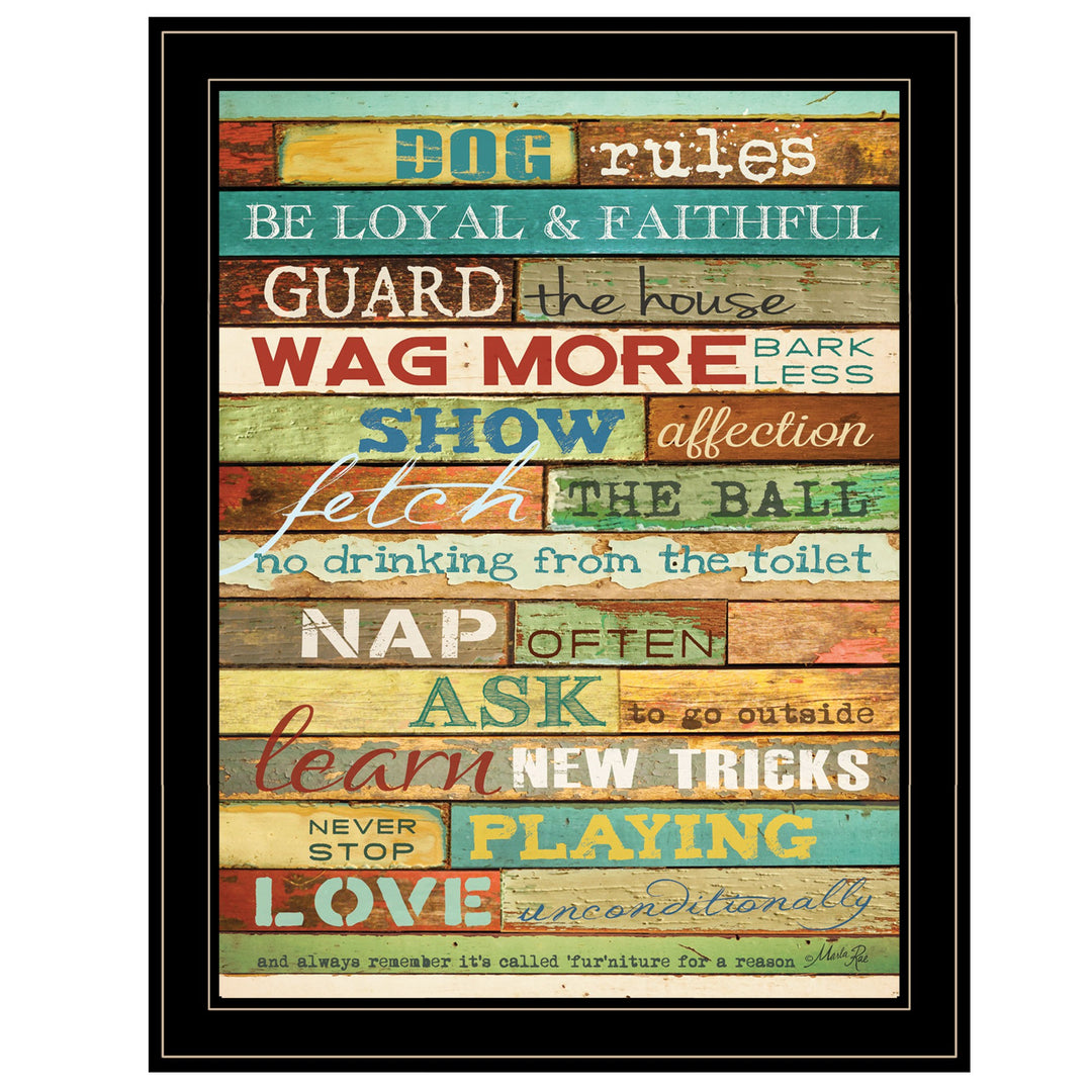 Dog Rules 7 Black Framed Print Wall Art