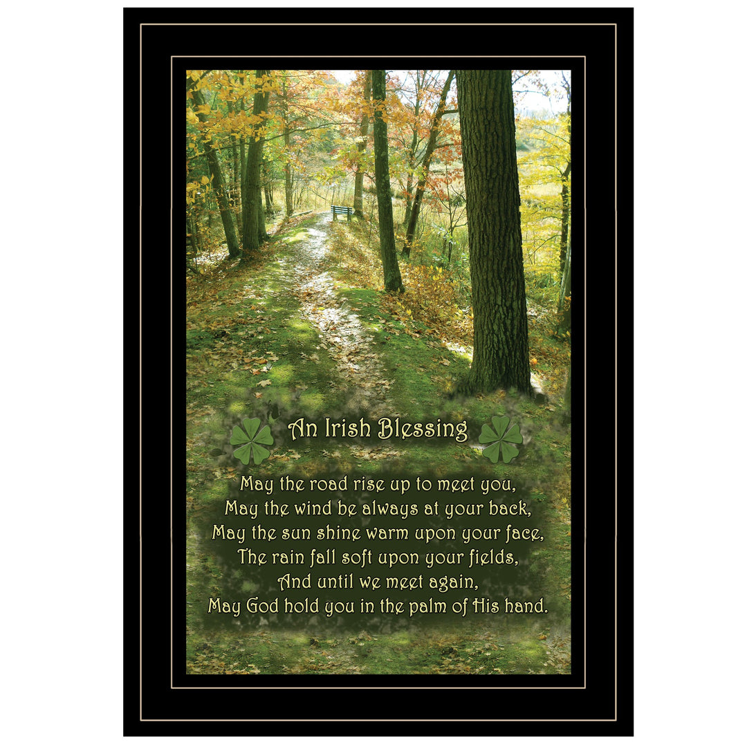 Irish Blessing Green Forest Black Framed Print Wall Art