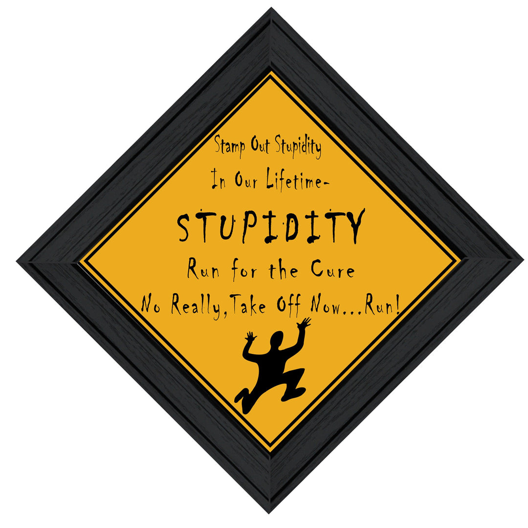 Stupidity Black Framed Print Wall Art