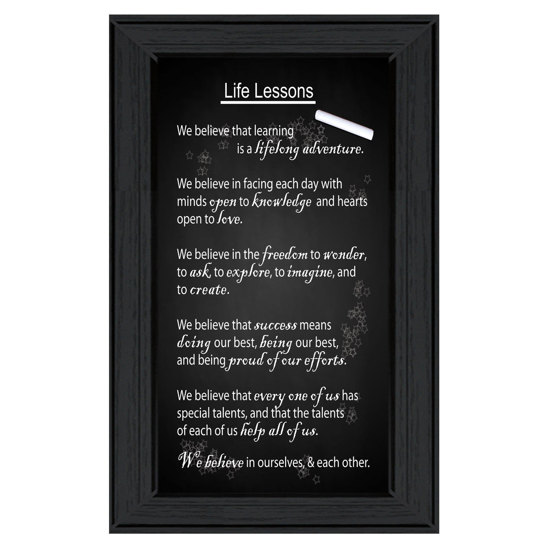 Black and White Life Lessons Black Framed Print Wall Art