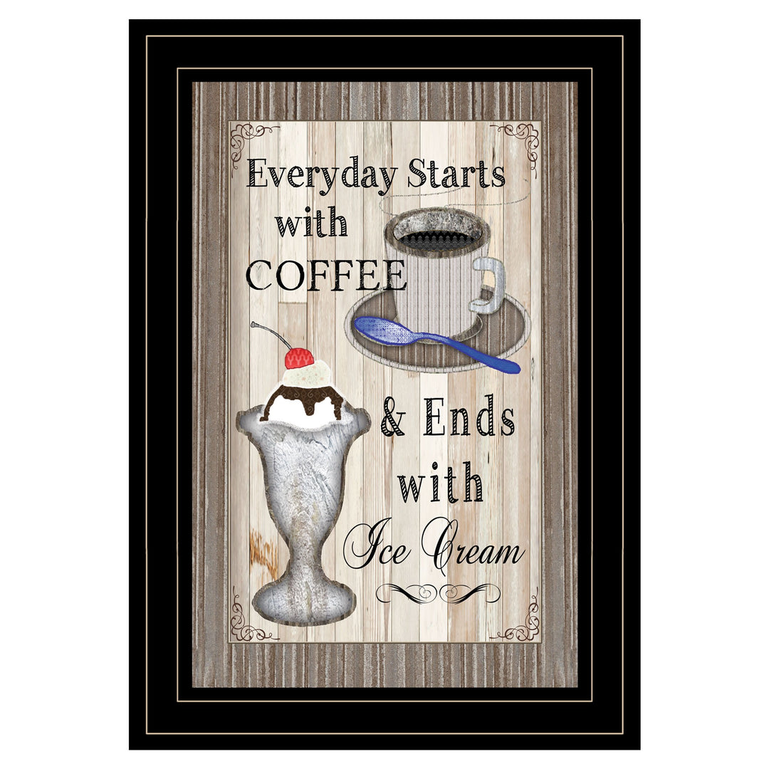 Everyday Starts With Coffee 2 Black Framed Print Wall Art