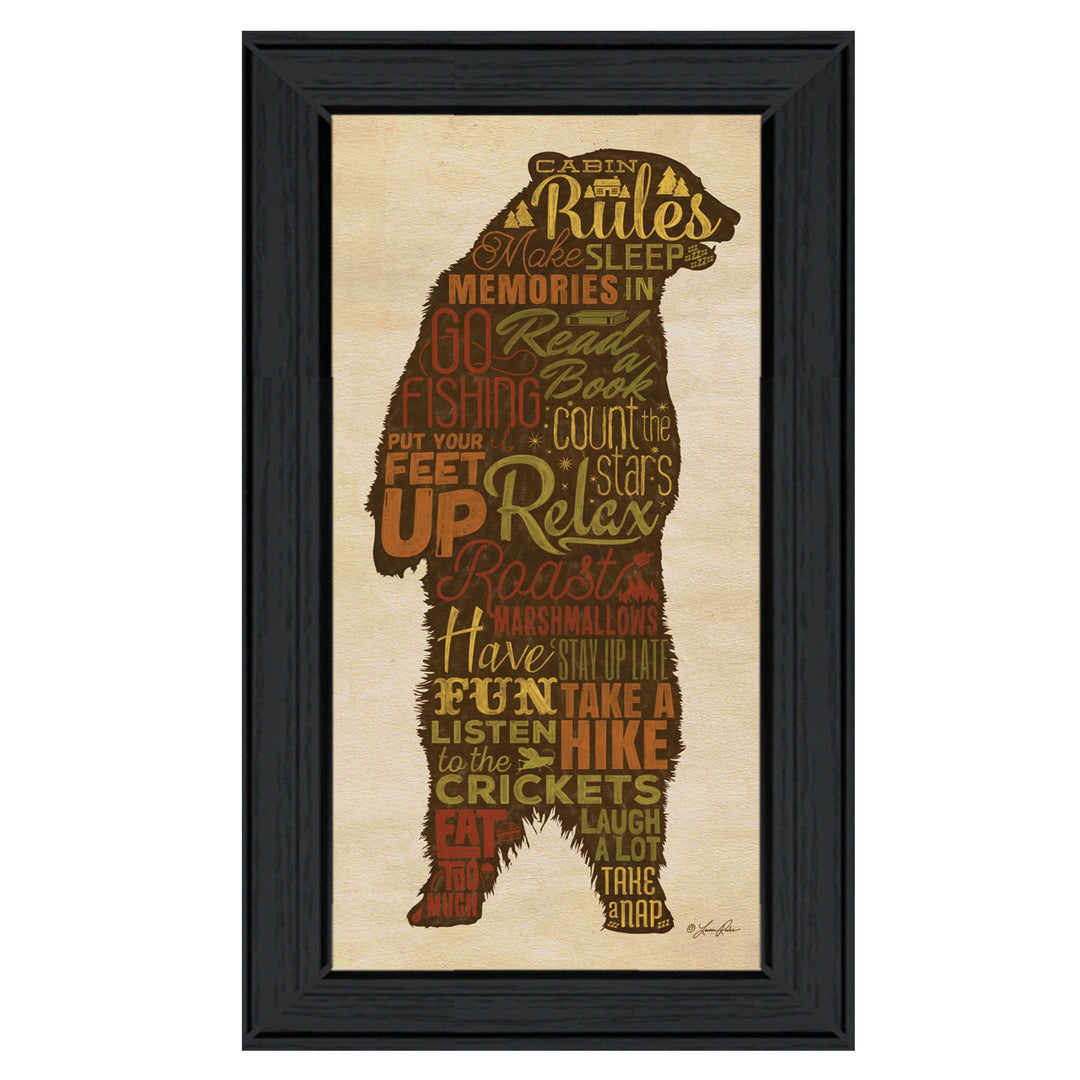 Cabin Rules 4 Black Framed Print Wall Art