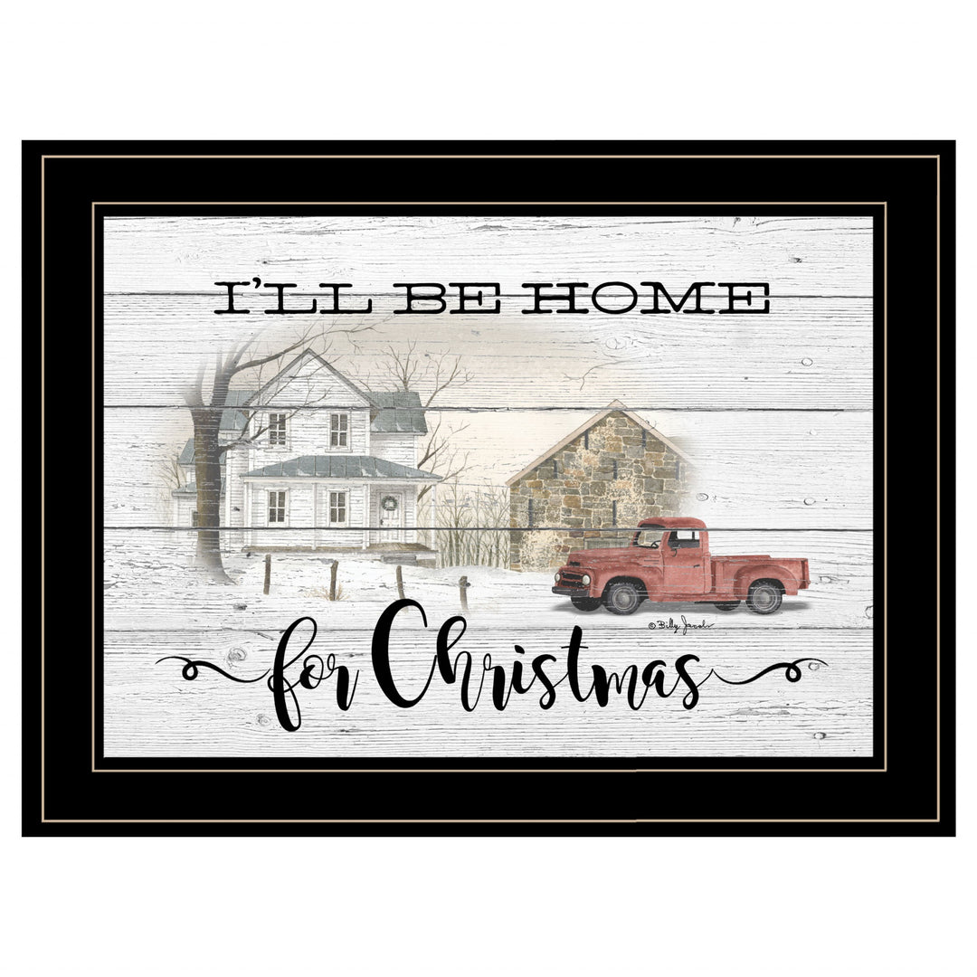 Ill Be Home For Christmas 3 Black Framed Print Wall Art