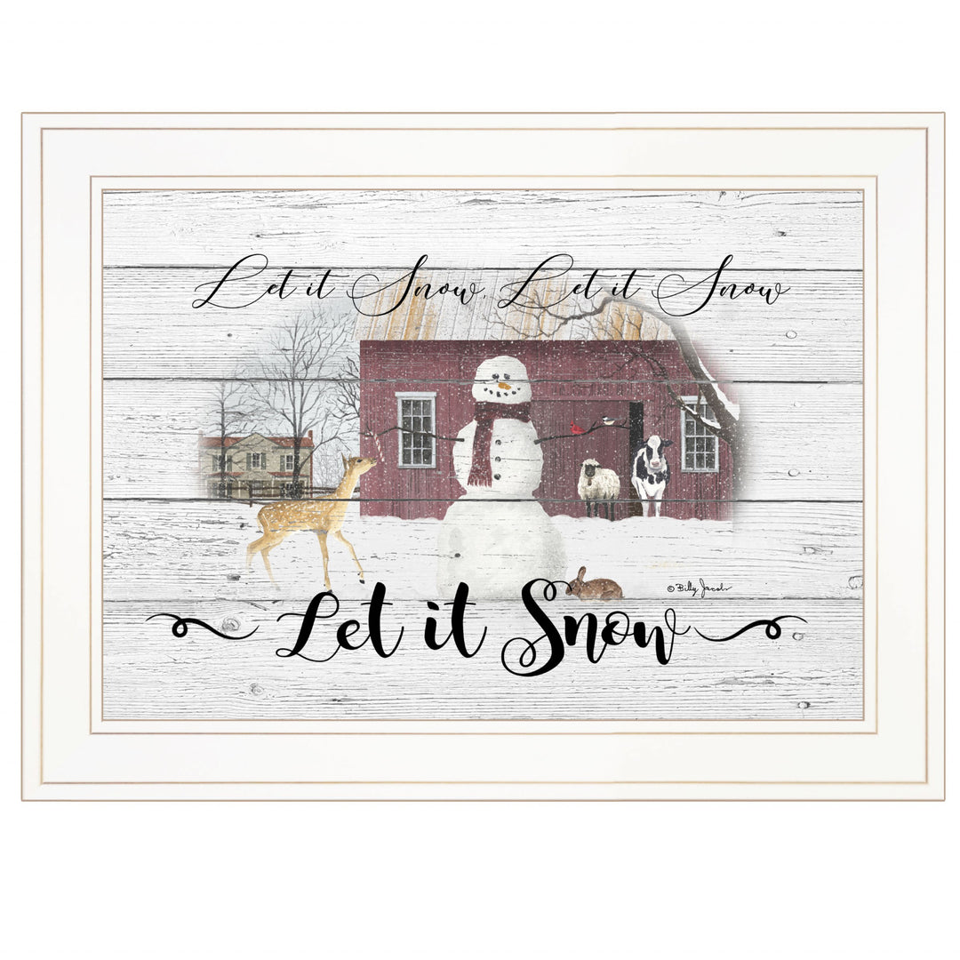 Let It Snow 2 White Framed Print Wall Art