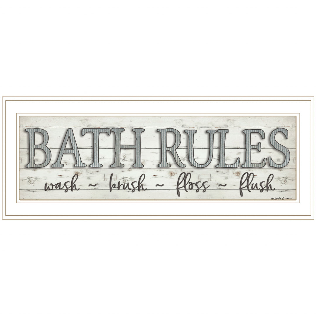 Bath Rules 1 White Framed Print Wall Art