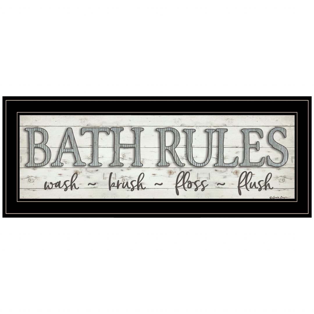 Bath Rules 2 Black Framed Print Wall Art