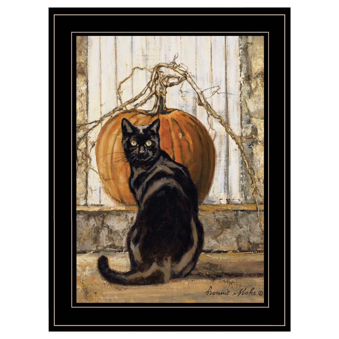 Black Cat 2 Black Framed Print Wall Art