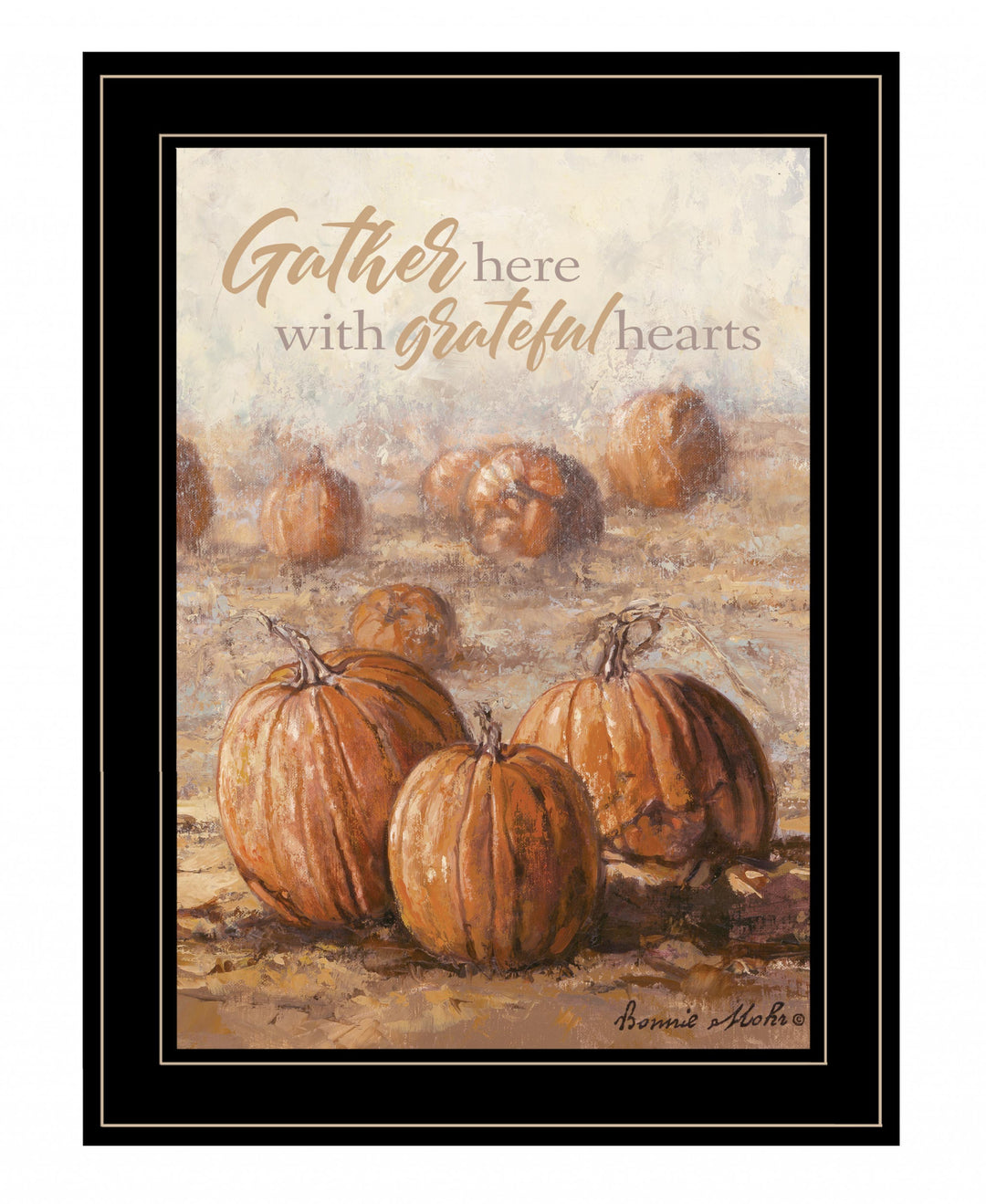 Gather Here With Grateful Hearts 2 Black Framed Print Wall Art