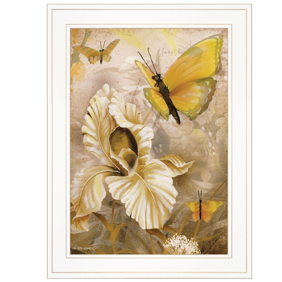 Flowers &amp; Butterflies I 2 White Framed Print Wall Art