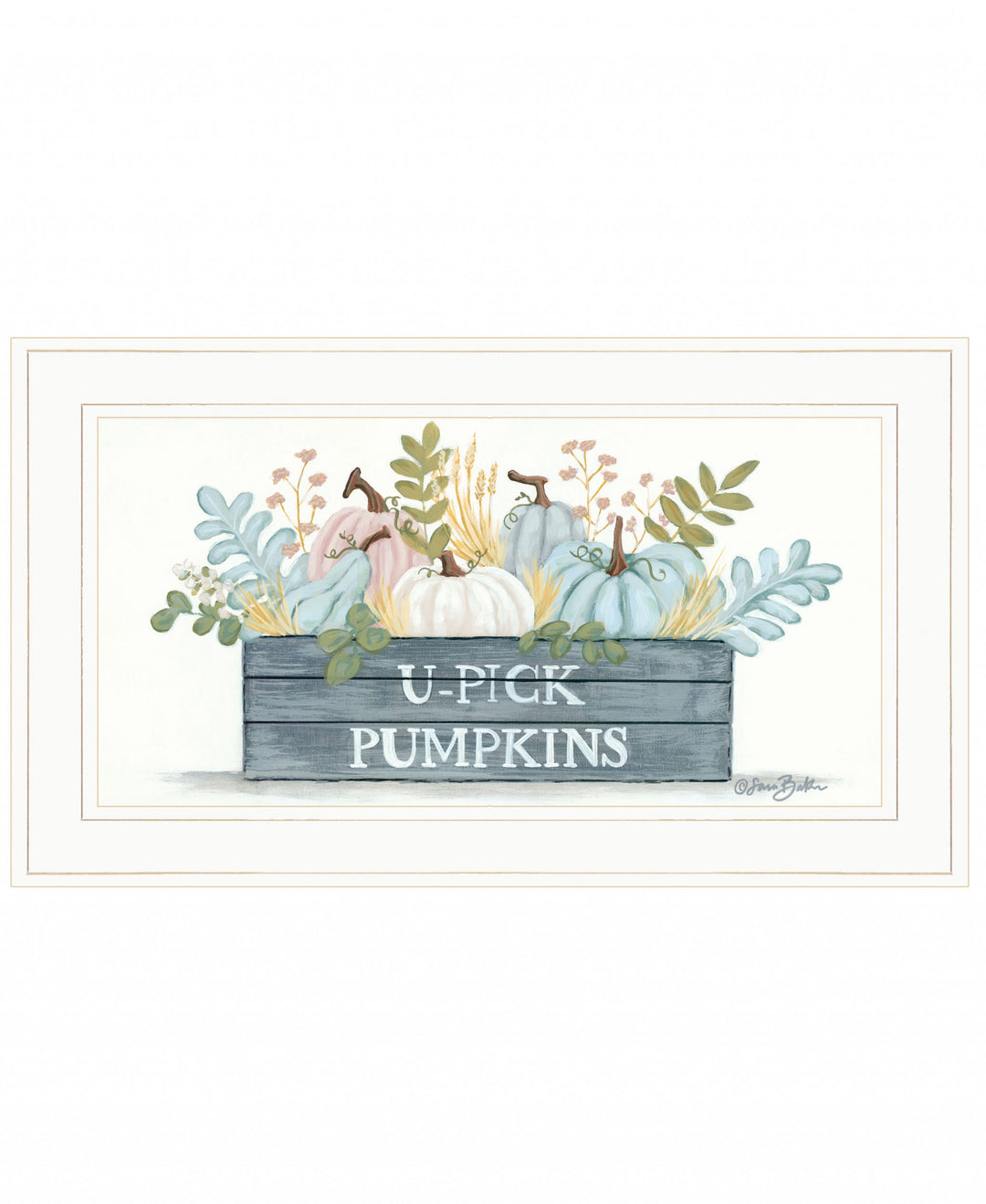 U-Pick Pumpkins White Framed Print Wall Art