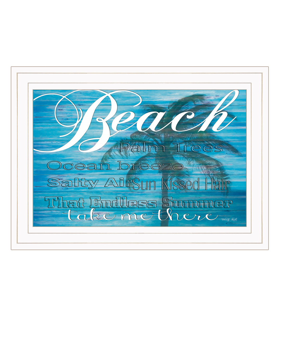 Take Me There (Beach) White Framed Print Wall Art