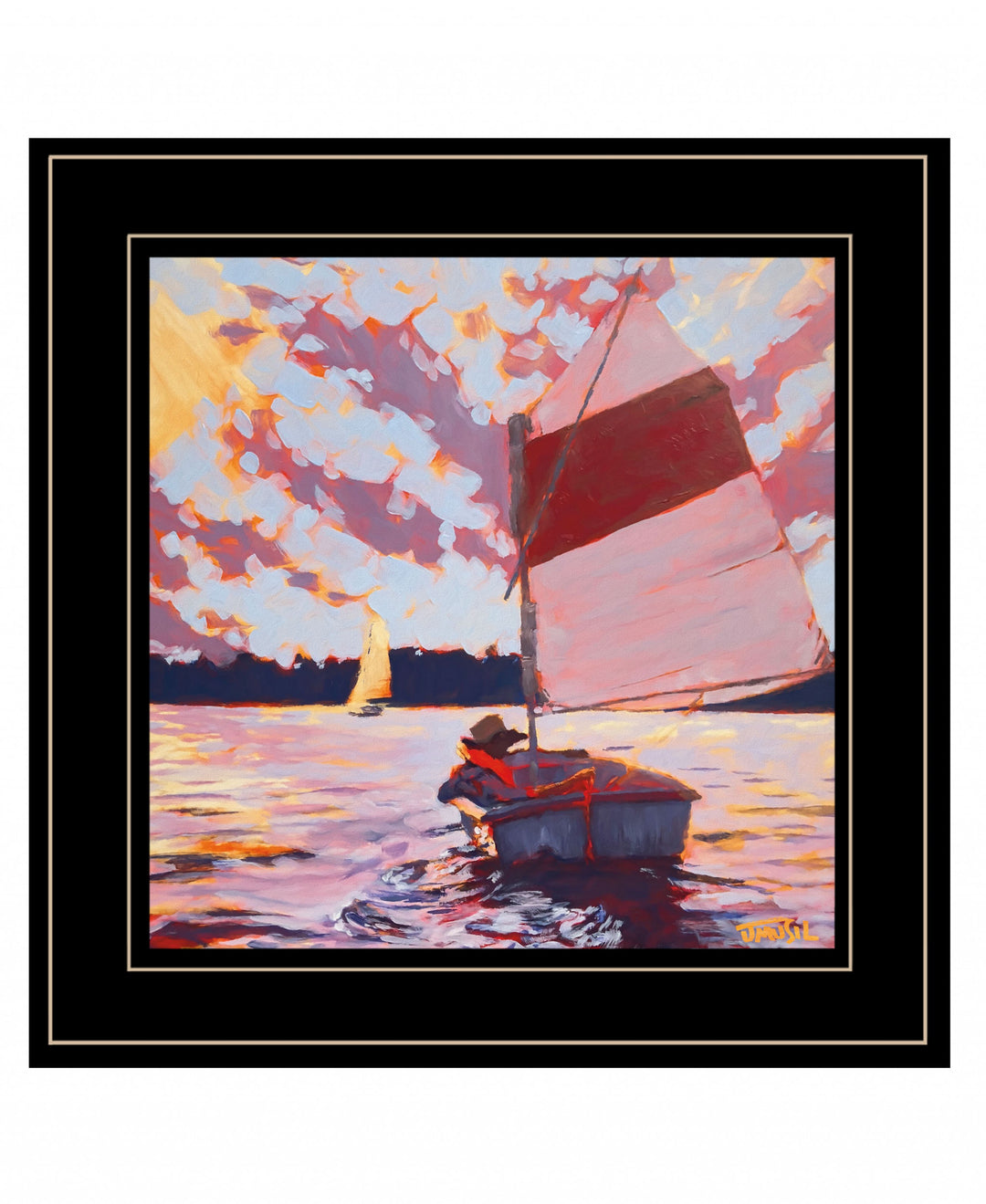 Small Sailboat 3 Black Framed Print Wall Art