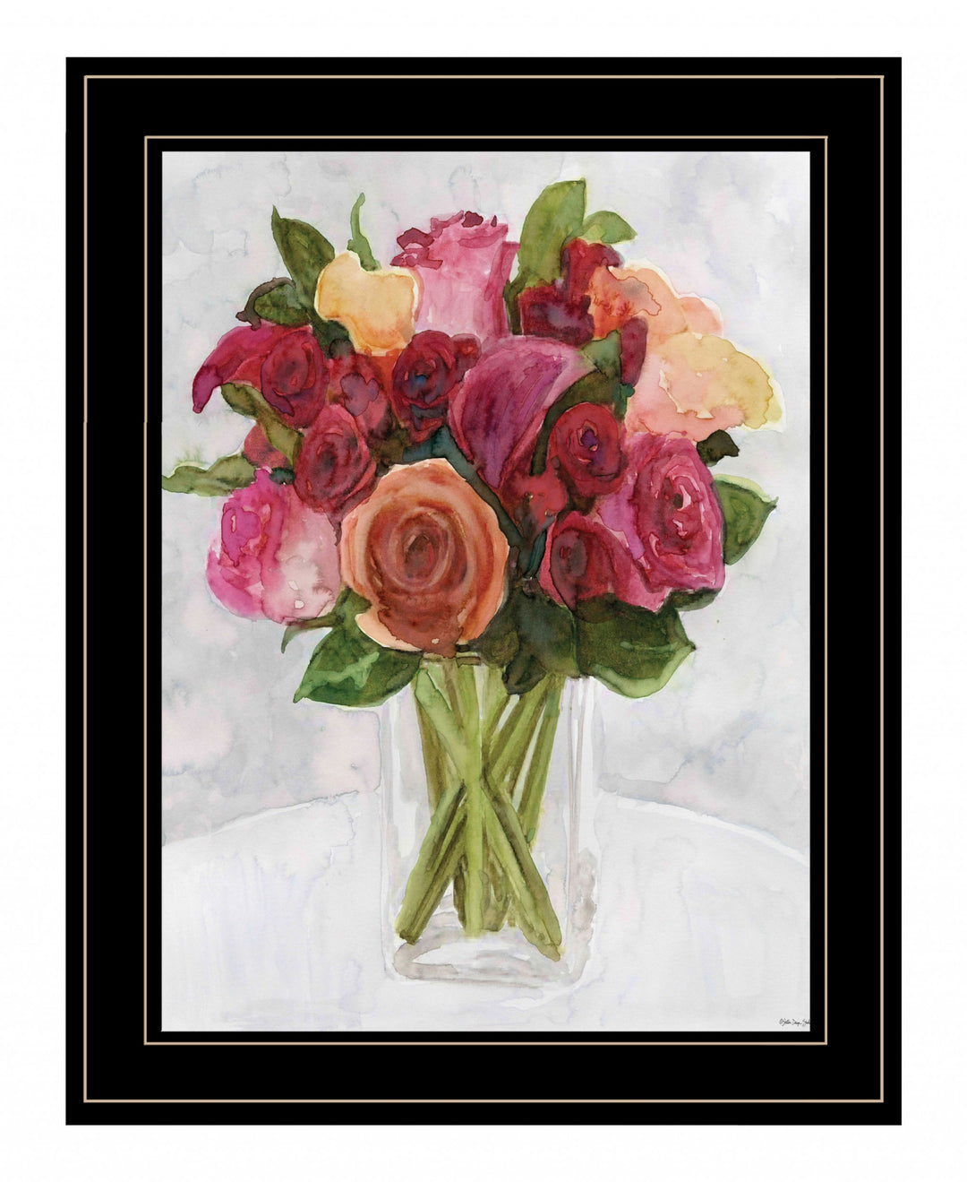 Vases With Flowers II 2 Black Framed Print Wall Art