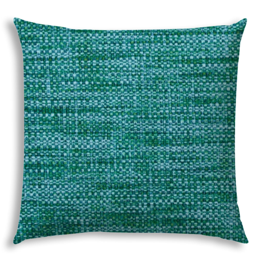 20" X 20" Aqua And Lime Blown Seam Solid Color Throw Indoor Outdoor Pillow