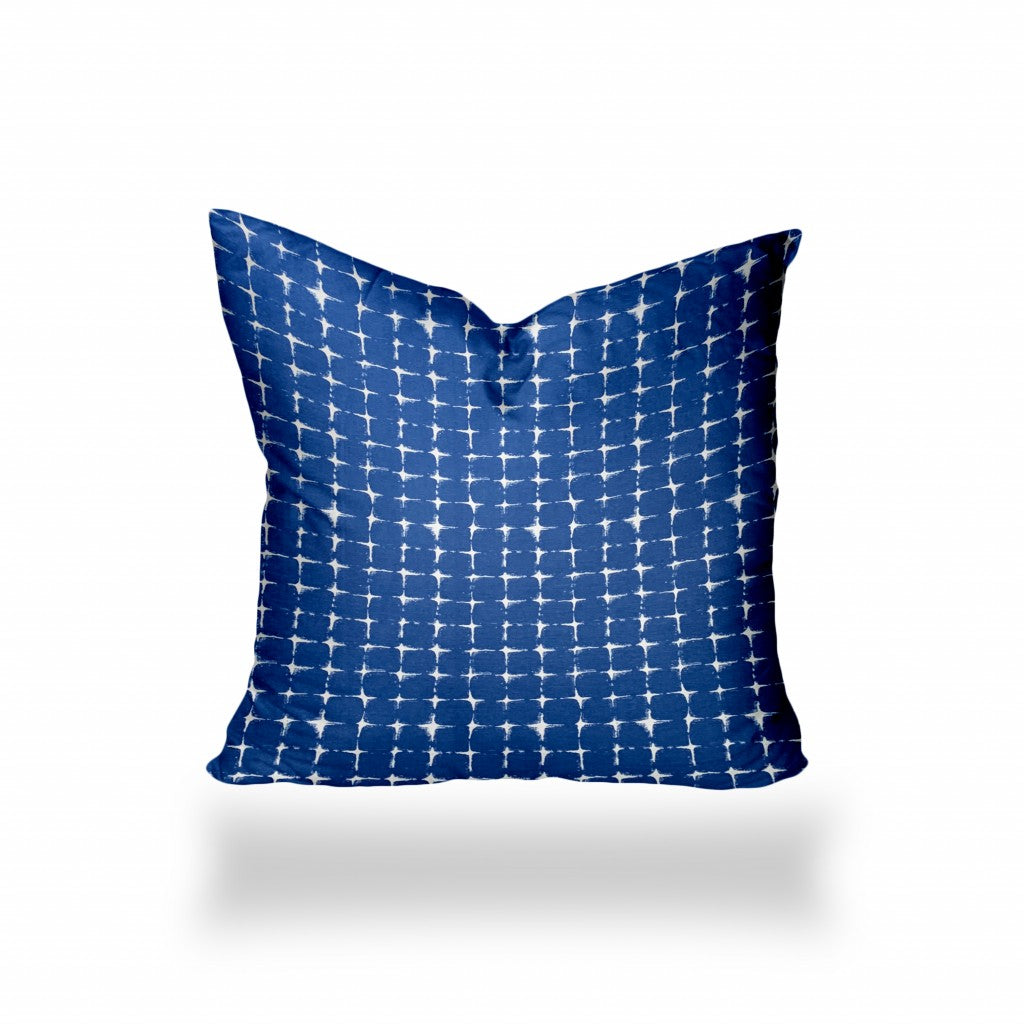 26" X 26" Blue And White Enveloped Gingham Throw Indoor Outdoor Pillow Cover