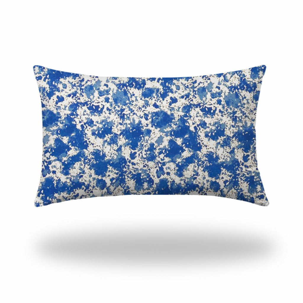 16" X 26" Blue And White Enveloped Coastal Lumbar Indoor Outdoor Pillow Cover