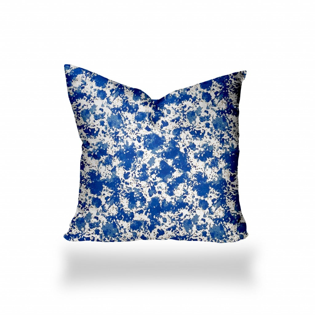 24" X 24" Blue And White Blown Seam Coastal Throw Indoor Outdoor Pillow