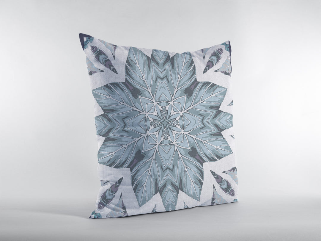 18" Blue Floral Forest Zippered Suede Throw Pillow