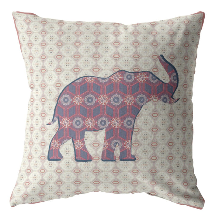 16" Magenta Elephant Zip Suede Throw Pillow