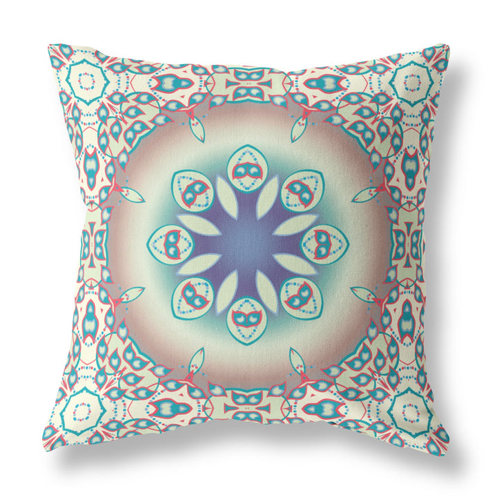 16” Mauve Blue Jewel Indoor Outdoor Zippered Throw Pillow