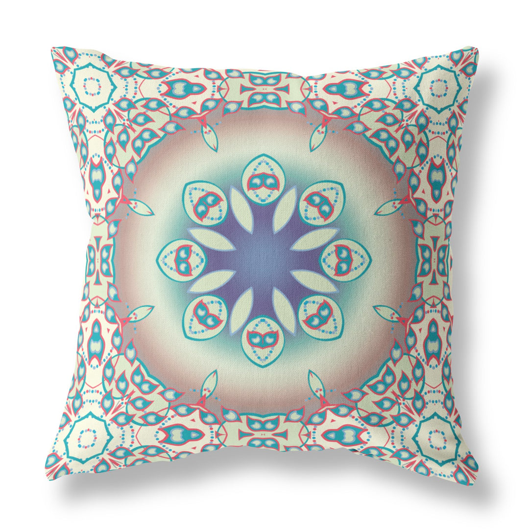 26” Mauve Blue Jewel Indoor Outdoor Zippered Throw Pillow