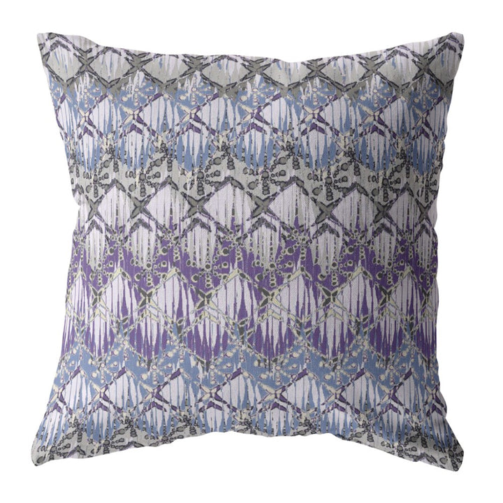 16” Purple Gray Hatch Indoor Outdoor Zippered Throw Pillow