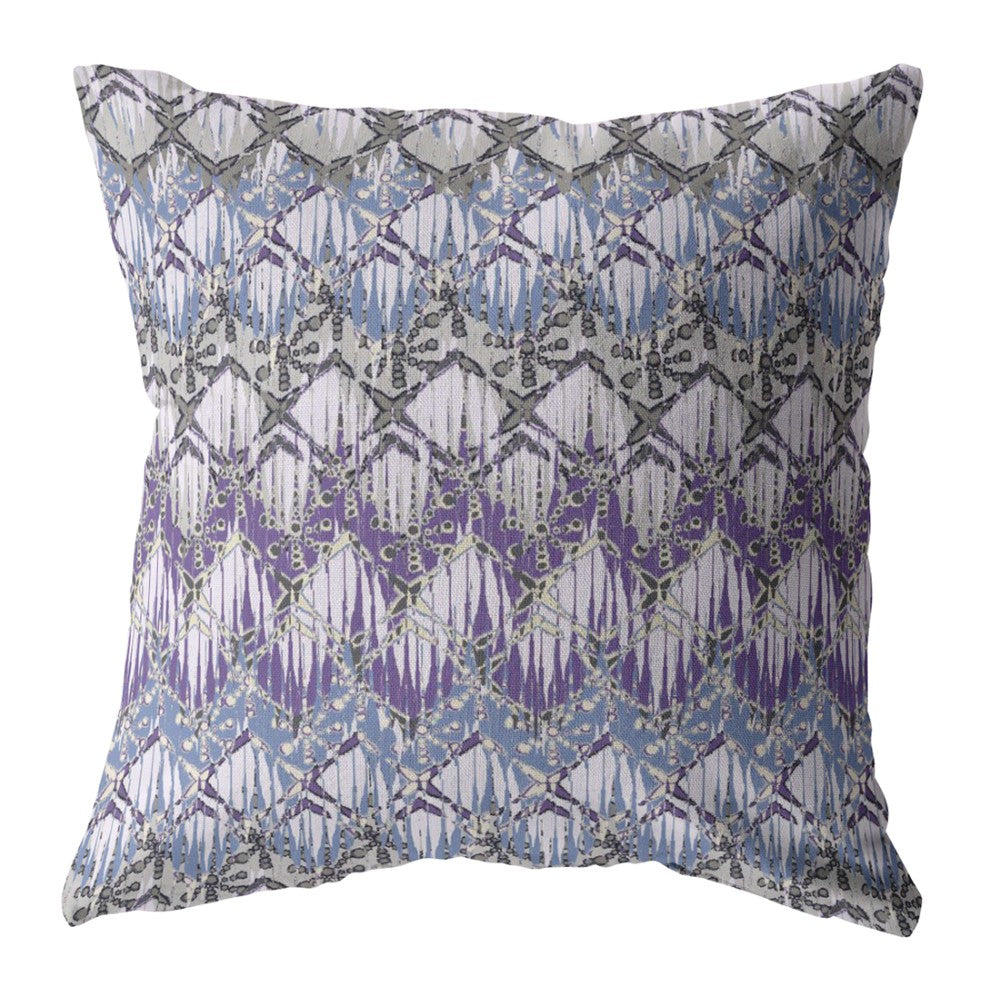 16” Purple Gray Hatch Indoor Outdoor Zippered Throw Pillow