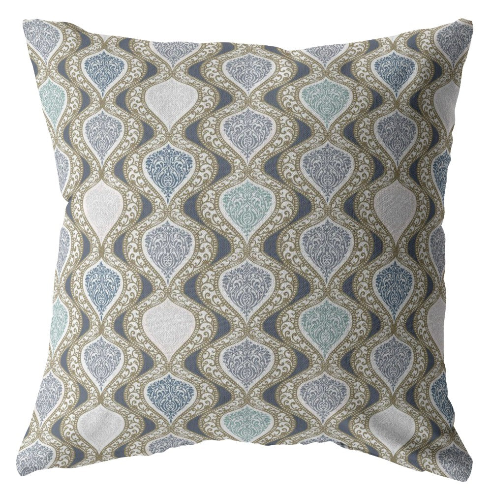 16” Gray Ogee Indoor Outdoor Zippered Throw Pillow