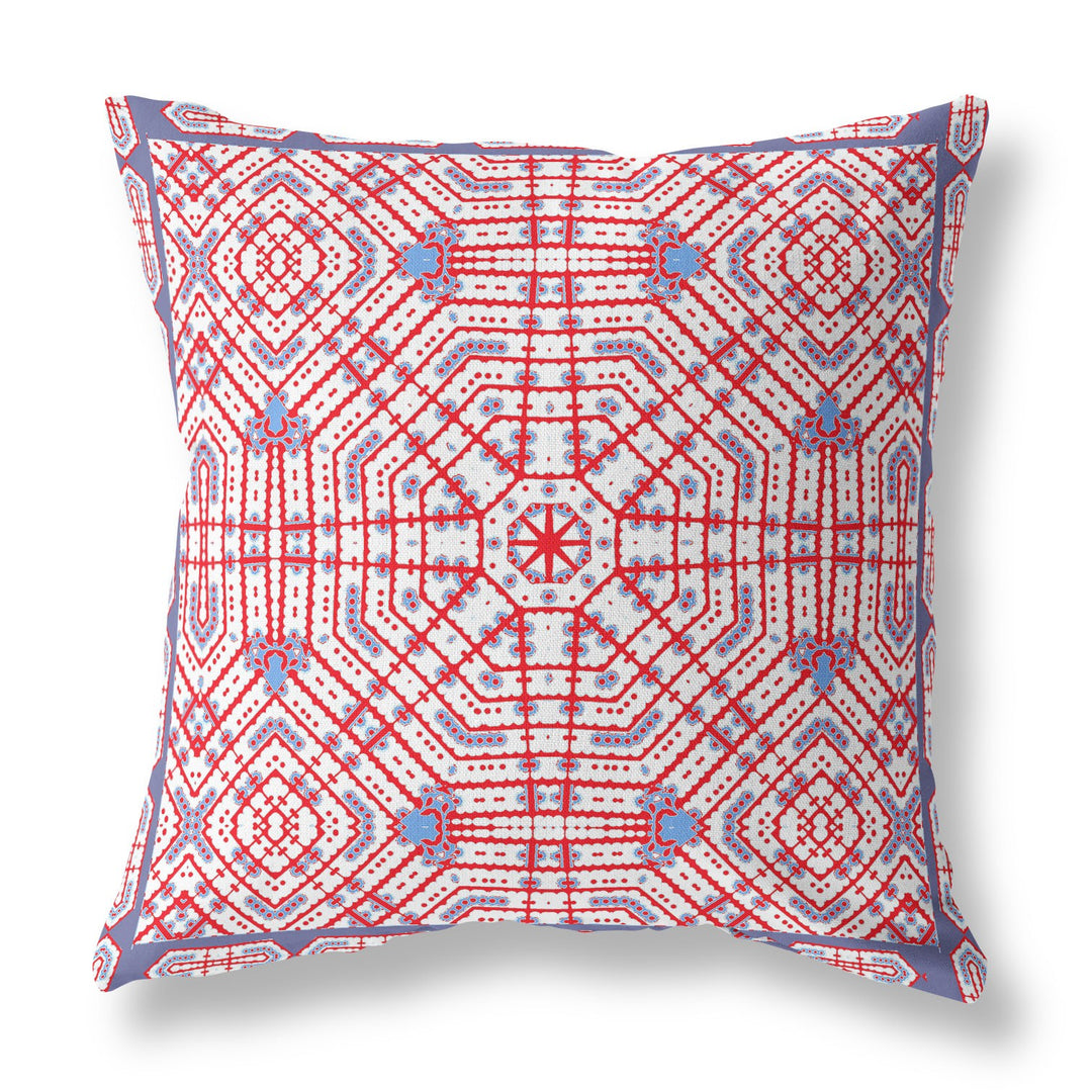 20” Red White Geostar Indoor Outdoor Throw Pillow