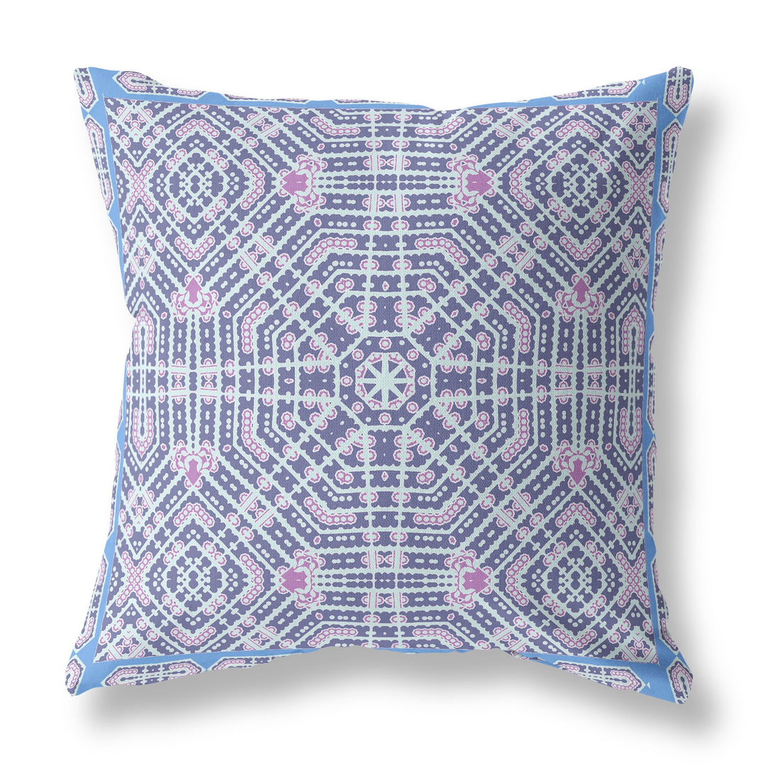 20” Lilac Blue Geostar Indoor Outdoor Throw Pillow